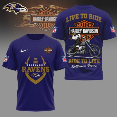 Baltimore Ravens | Premium NFL Snoopy Harley Davidson 3D Shirt