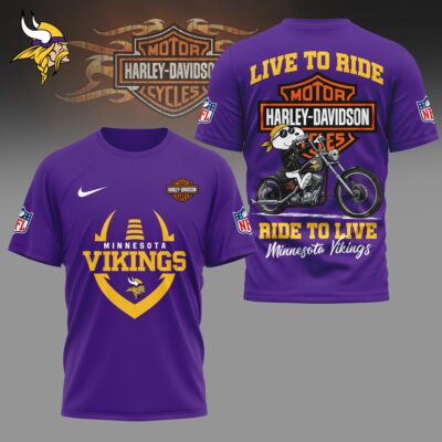 Minnesota Vikings | Premium NFL Snoopy Harley Davidson 3D Shirt