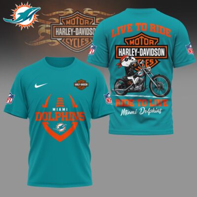 Miami Dolphins | Premium NFL Snoopy Harley Davidson 3D Shirt
