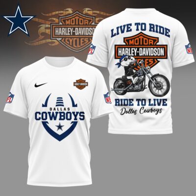 Dallas Cowboys | Premium NFL Snoopy Harley Davidson 3D Shirt