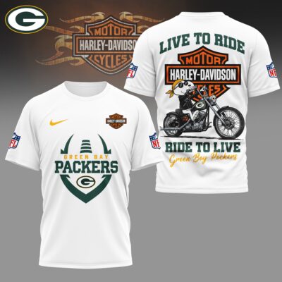 Green Bay Packers | Premium NFL Snoopy Harley Davidson 3D Shirt