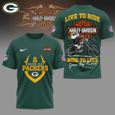 Green Bay Packers | Premium NFL Snoopy Harley Davidson 3D Shirt