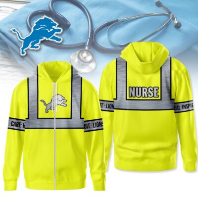 Detroit Lions | Premium NFL Nurse Safety Hi Vis Hoodie