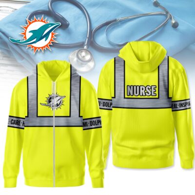 Miami Dolphins | Premium NFL Nurse Safety Hi Vis Hoodie