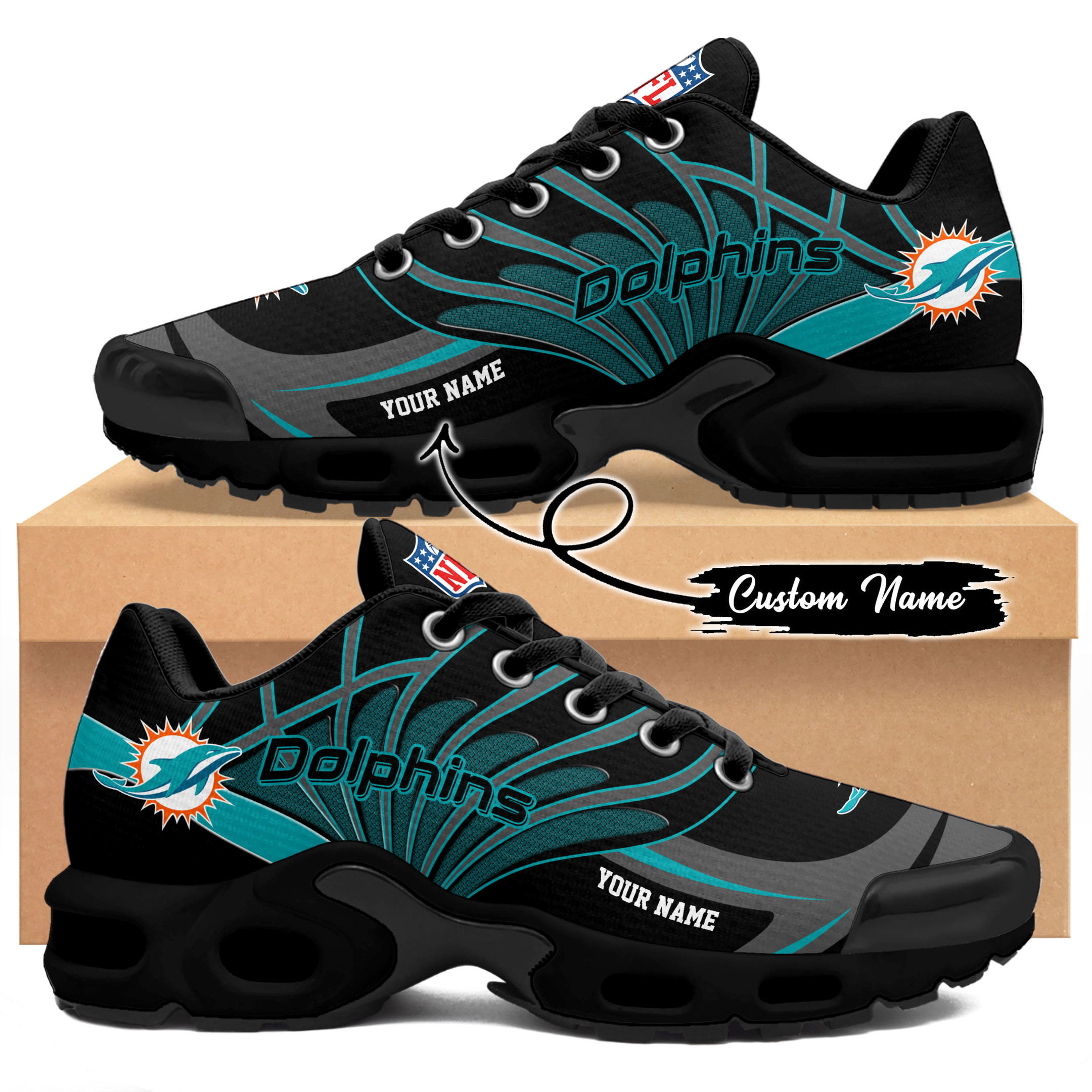 Miami Dolphins | Premium NFL Custom GameDay Energy Air Max Shoes - Image 2
