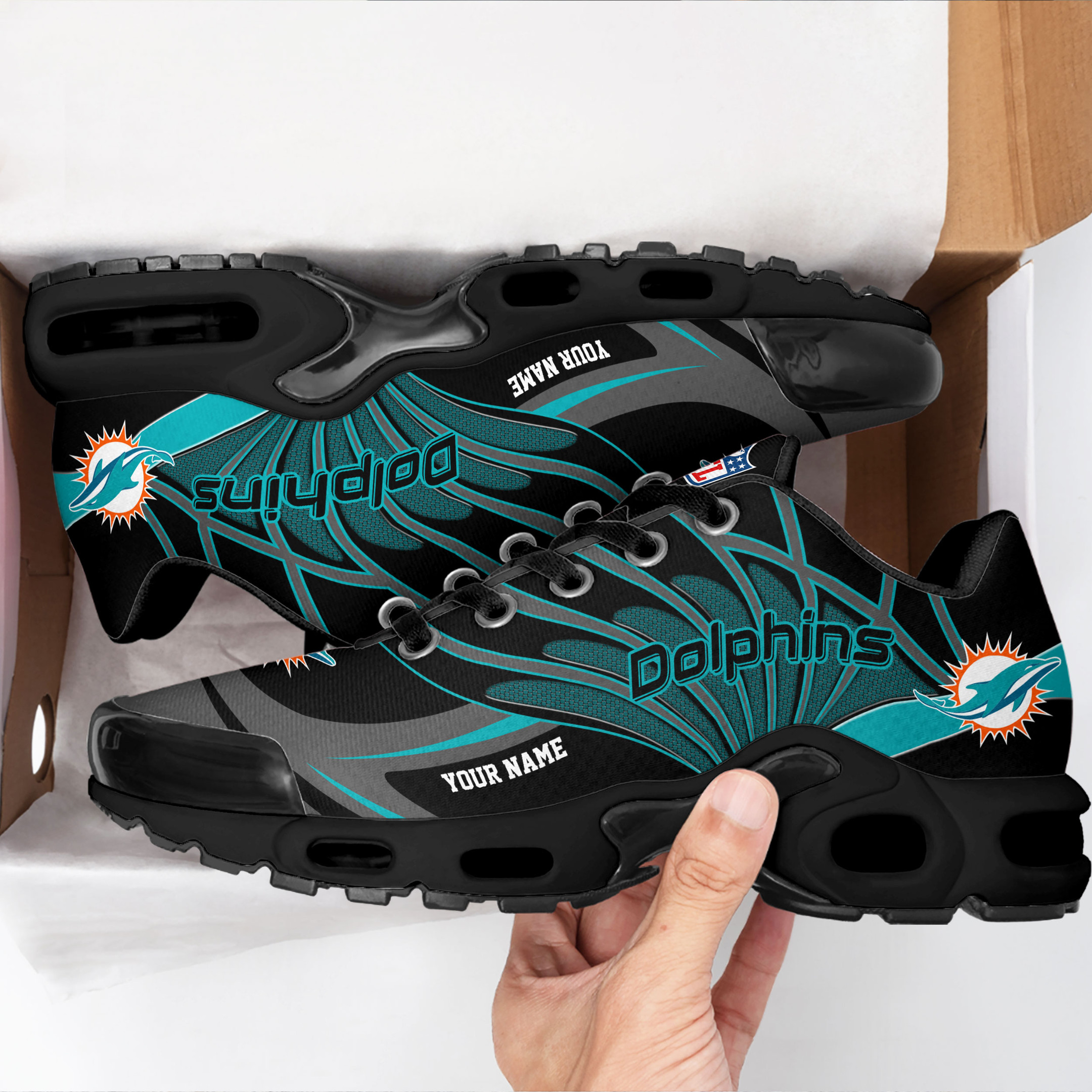 Miami Dolphins | Premium NFL Custom GameDay Energy Air Max Shoes - Image 3