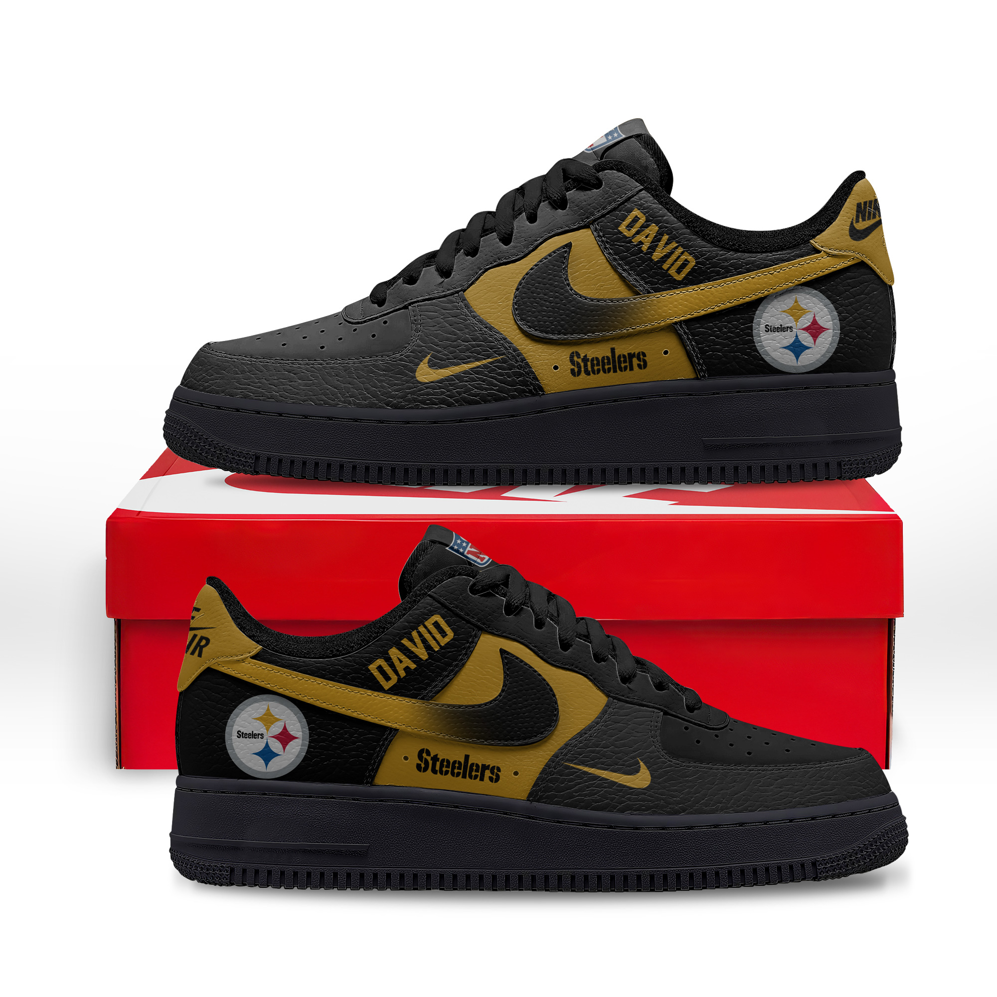 Pittsburgh Steelers | Premium NFL Black in Black AF1 - Image 2