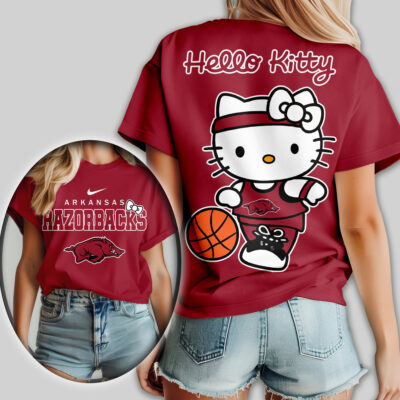Arkansas Razorbacks | Premium NCAA Hello Kitty Basketball Women Shirt