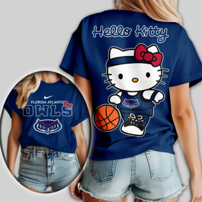 Florida Atlantic Owls | Premium NCAA Hello Kitty Basketball Women Shirt