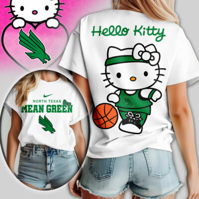 North Texas Mean Green | Premium NCAA Hello Kitty Basketball Women Shirt