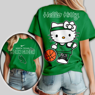 North Texas Mean Green | Premium NCAA Hello Kitty Basketball Women Shirt