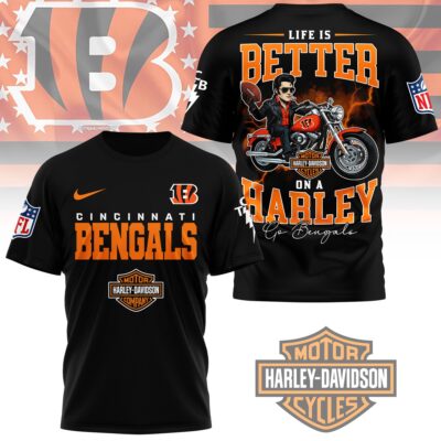 Cincinnati Bengals | Premium NFL Elvis Presley Harley Davidson 3D Shirt