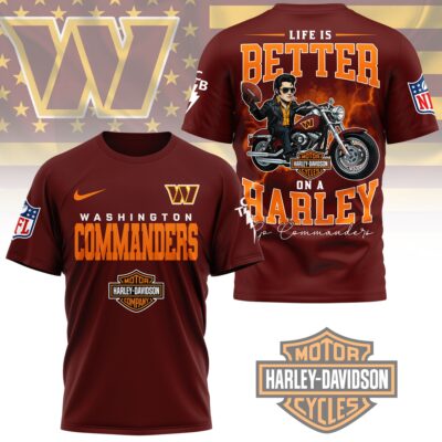 Washington Commanders | Premium NFL Elvis Presley Harley Davidson 3D Shirt