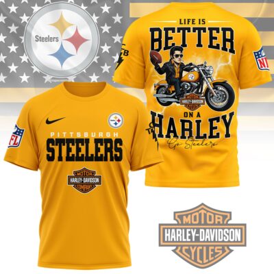 Pittsburgh Steelers | Premium NFL Elvis Presley Harley Davidson 3D Shirt