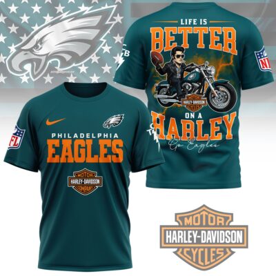 Philadelphia Eagles | Premium NFL Elvis Presley Harley Davidson 3D Shirt