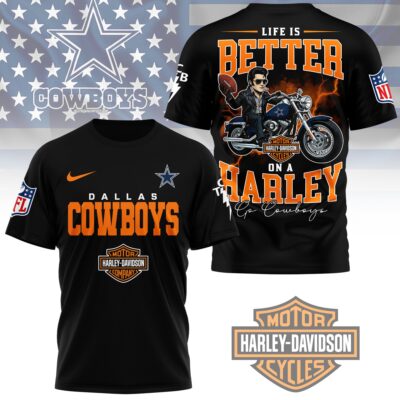 Dallas Cowboys | Premium NFL Elvis Presley Harley Davidson 3D Shirt