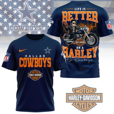 Dallas Cowboys | Premium NFL Elvis Presley Harley Davidson 3D Shirt