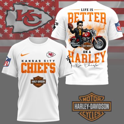 Kansas City Chiefs | Premium NFL Elvis Presley Harley Davidson 3D Shirt