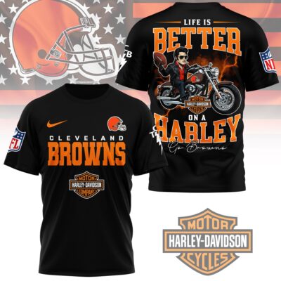 Cleveland Browns | Premium NFL Elvis Presley Harley Davidson 3D Shirt