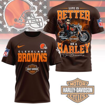 Cleveland Browns | Premium NFL Elvis Presley Harley Davidson 3D Shirt