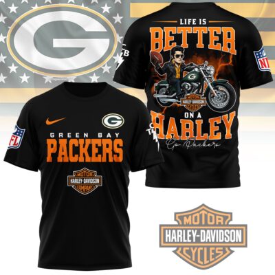 Green Bay Packers | Premium NFL Elvis Presley Harley Davidson 3D Shirt