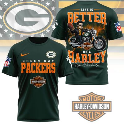 Green Bay Packers | Premium NFL Elvis Presley Harley Davidson 3D Shirt