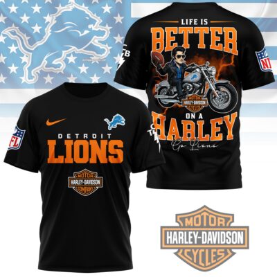 Detroit Lions | Premium NFL Elvis Presley Harley Davidson 3D Shirt