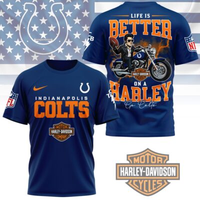 Indianapolis Colts | Premium NFL Elvis Presley Harley Davidson 3D Shirt