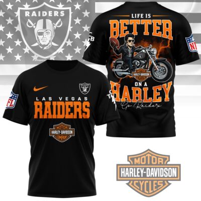 Las Vegas Raiders | Premium NFL Elvis Presley Harley Davidson 3D Shirt