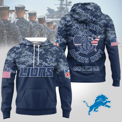 Detroit Lions | Premium NFL US Navy 3D Hoodie