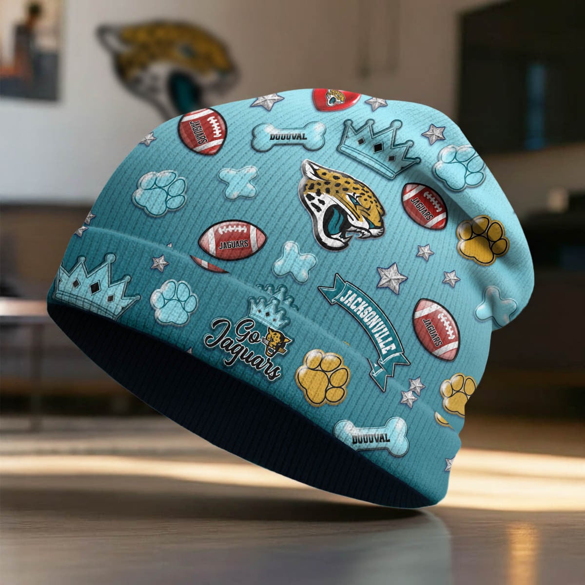 Jacksonville Jaguars | Premium NFL Crown Beanie Hat - Image 2