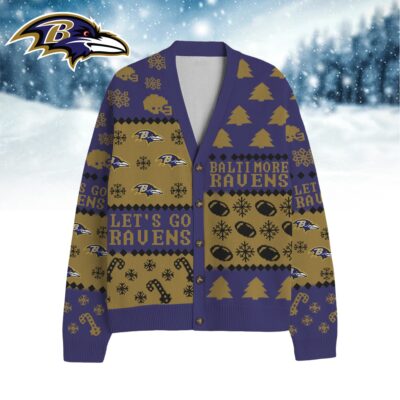 Baltimore Ravens | Premium NFL Cozy V-neck Knitted Fleece Cardigan