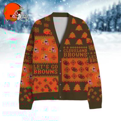 Cleveland Browns | Premium NFL Cozy V-neck Knitted Fleece Cardigan
