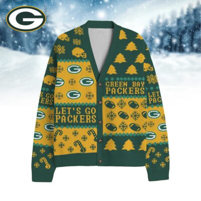 Green Bay Packers | Premium NFL Cozy V-neck Knitted Fleece Cardigan