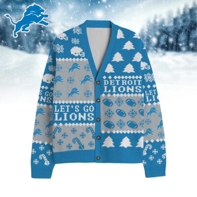 Detroit Lions | Premium NFL Cozy V-neck Knitted Fleece Cardigan