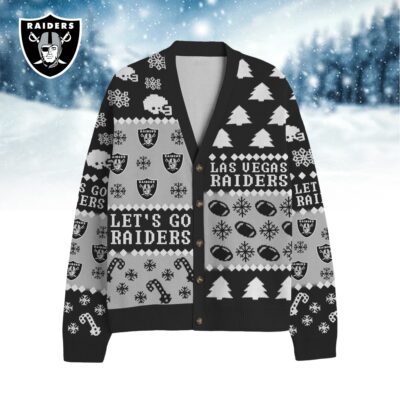 Las Vegas Raiders | Premium NFL Cozy V-neck Knitted Fleece Cardigan - S