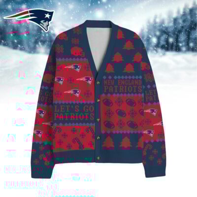 New England Patriots | Premium NFL Cozy V-neck Knitted Fleece Cardigan
