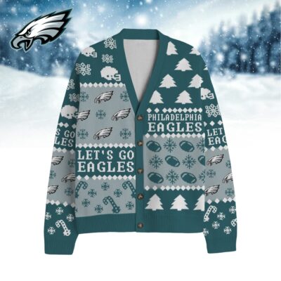 Philadelphia Eagles | Premium NFL Cozy V-neck Knitted Fleece Cardigan