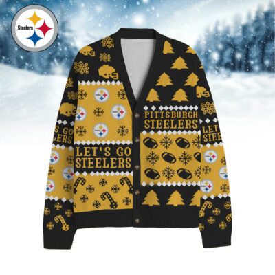 Pittsburgh Steelers | Premium NFL Cozy V-neck Knitted Fleece Cardigan