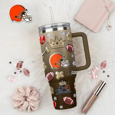 Cleveland Browns | Premium NFL Icon Style 40oz Tumbler With Handle
