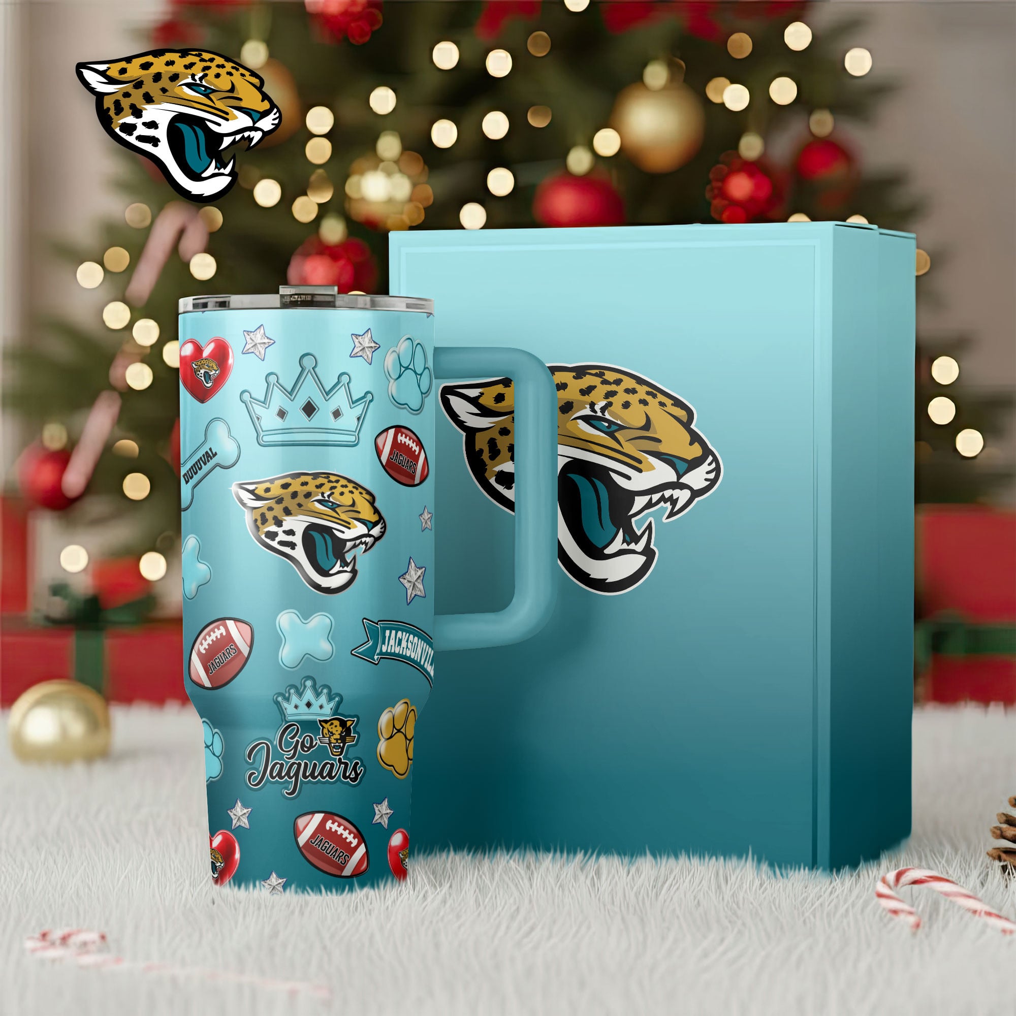 Jacksonville Jaguars | Premium NFL Icon Style 40oz Tumbler With Handle - Image 2