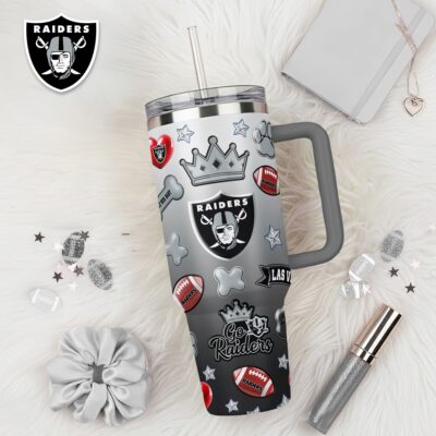 Las Vegas Raiders | Premium NFL Icon Style 40oz Tumbler With Handle