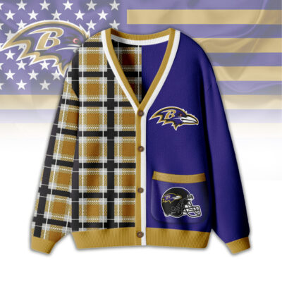 Baltimore Ravens | Premium NFL Game Day Patchwork Cardigan with Printed Pocket Design