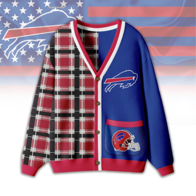 Buffalo Bills | Premium NFL Game Day Patchwork Cardigan with Printed Pocket Design