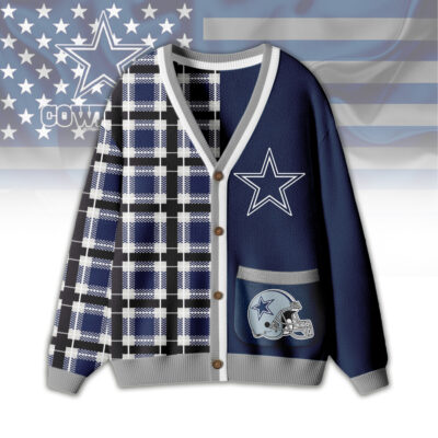 Dallas Cowboys | Premium NFL Game Day Patchwork Cardigan with Printed Pocket Design