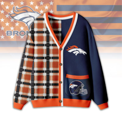 Denver Broncos | Premium NFL Game Day Patchwork Cardigan with Printed Pocket Design
