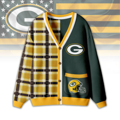Green Bay Packers | Premium NFL Game Day Patchwork Cardigan with Printed Pocket Design