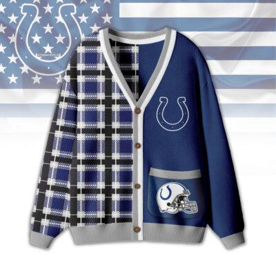 Indianapolis Colts | Premium NFL Game Day Patchwork Cardigan with Printed Pocket Design