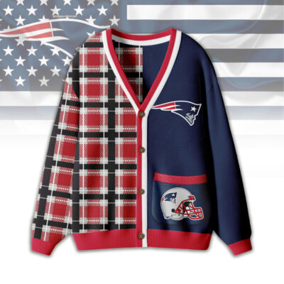 New England Patriots | Premium NFL Game Day Patchwork Cardigan with Printed Pocket Design