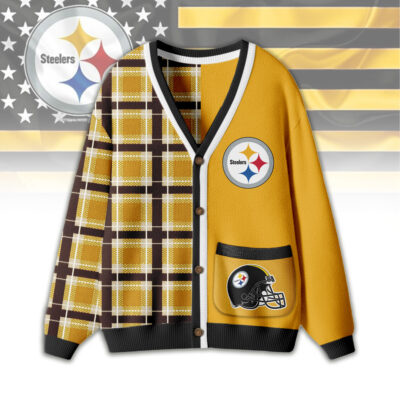 Pittsburgh Steelers | Premium NFL Game Day Patchwork Cardigan with Printed Pocket Design